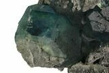 Large Blue-Green Fluorite Crystals on Sparkling Quartz - China #128809-2